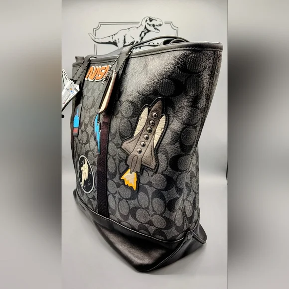 RARE! Coach X NASA City Tote -Upcycled- One-of-a-Kind Black/Grey - Picture 5 of 16